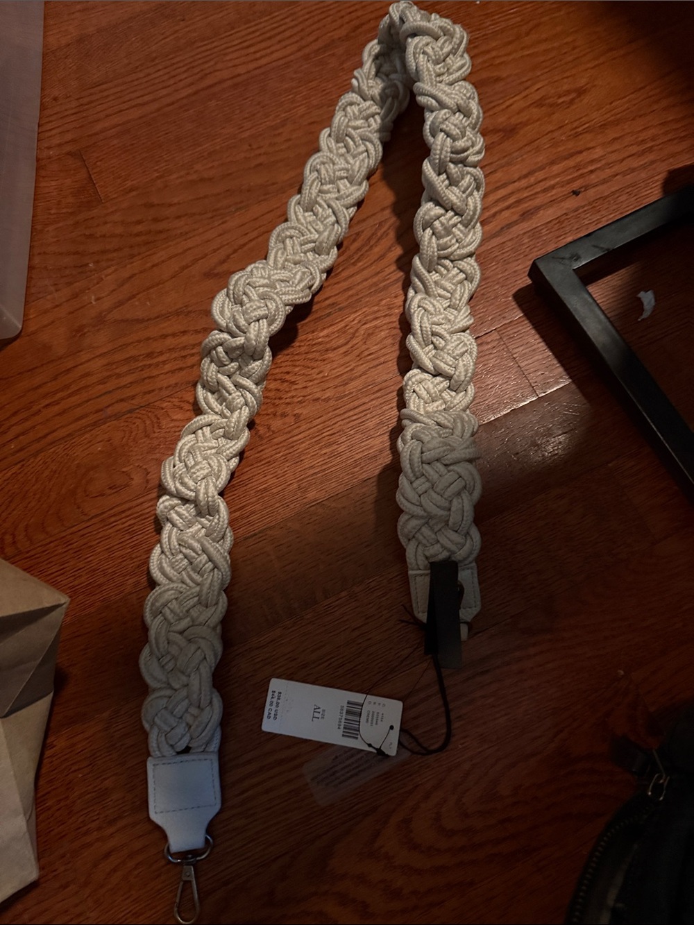 Anthropologie Braided Rope Crossbody Strap in Ivory